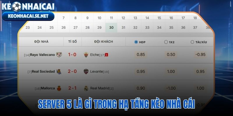 Tỷ lệ kèo nhà cái 5 node máy chủ độc lập băng thông riêng biệt